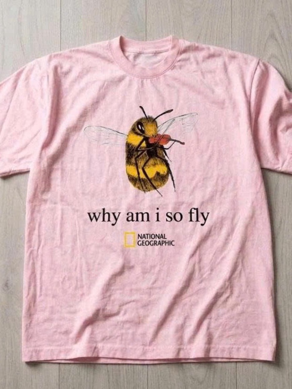 Pink Short-Sleeve Tee with Bee Graphic